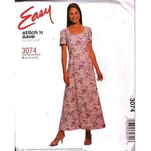 McCalls 3074 Stitch n Save Dress Sewing Pattern Misses Petite Size 10-16 UNCUT